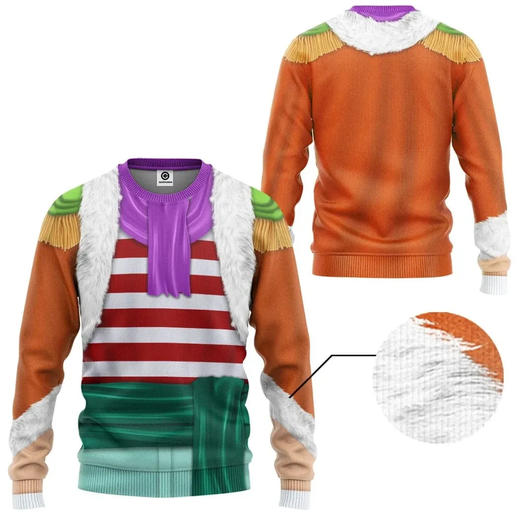 Shichibukai Buggy OnPi Cosplay Costume Tshirt Hoodie QT210666Hf