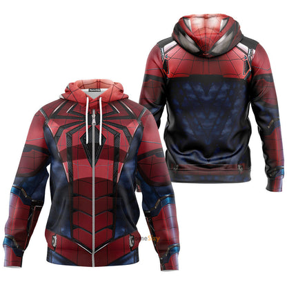Spider-man Aaron Aikman Armor Cosplay Costume Tshirt Zip Hoodie Sweatshirt QT210420Hf