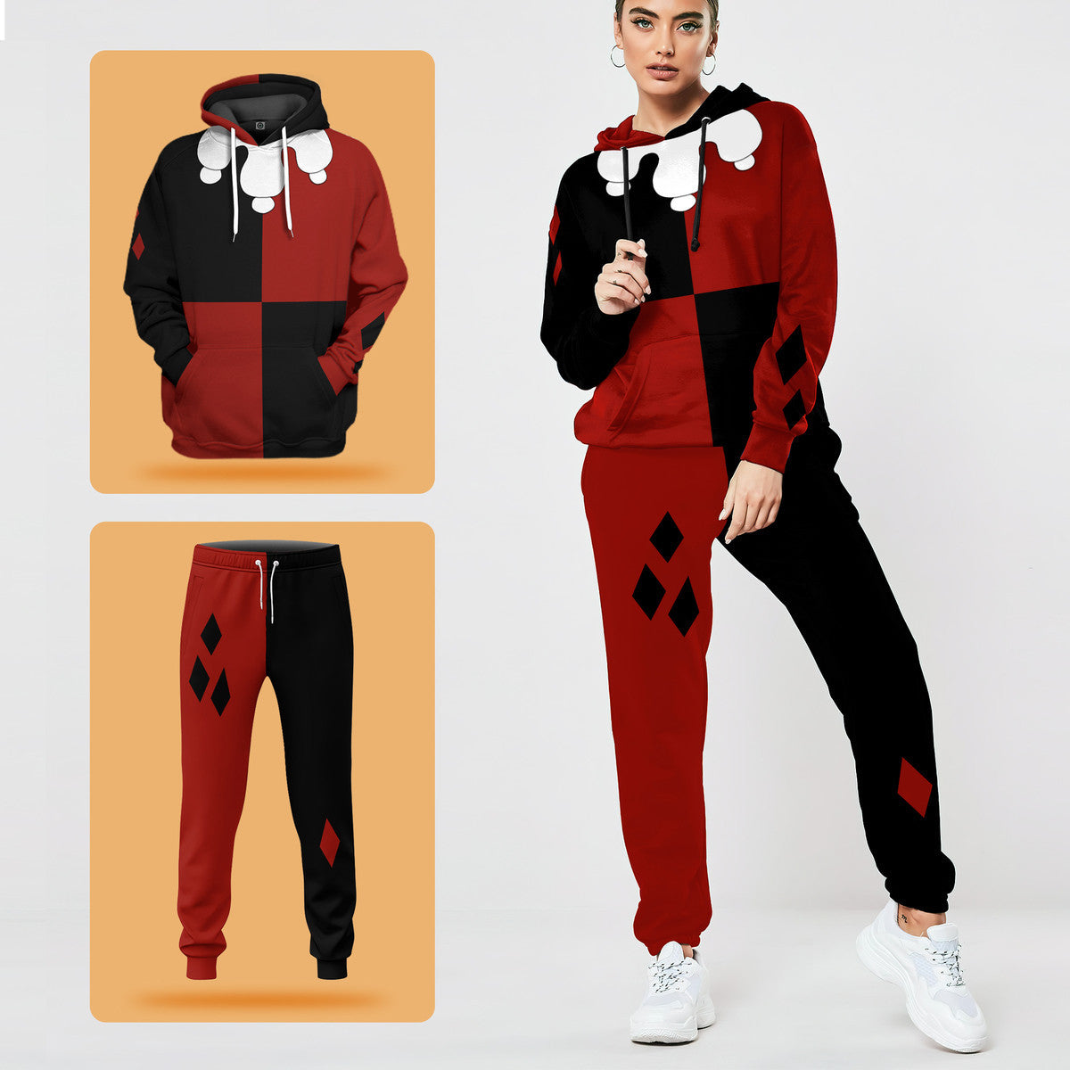  Harley Quinn Animated TV Show Custom Cosplay Costume Hoodie QT210637Tf