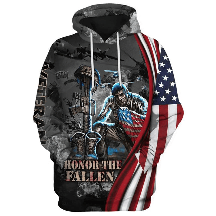Veteran Hoodie Honor The Fallen Warzone T-Shirt Colorful Unisex - Trendy Gift For Men & Women