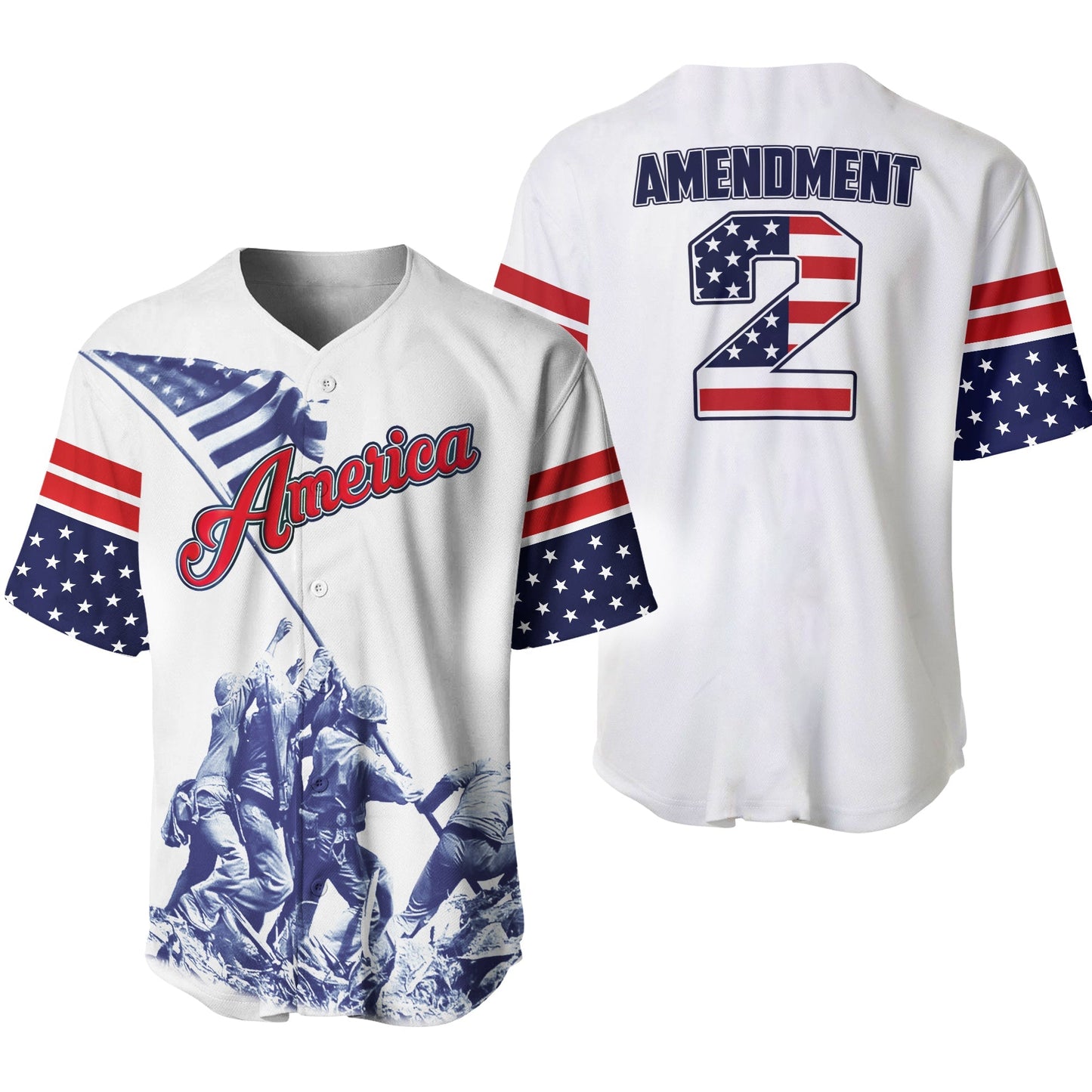 Independence Day Jersey Soldier 2nd Amendment America Independence Day White Jersey Shirt 04th of July Baseball for Men