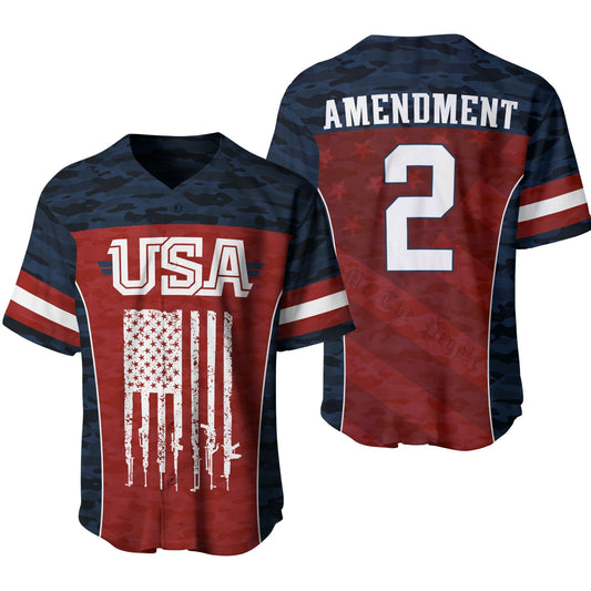 Independence Day Jersey 2nd Amendment USA American Flag Independence Day Red Jersey Shirt for Men 04th of July Baseball