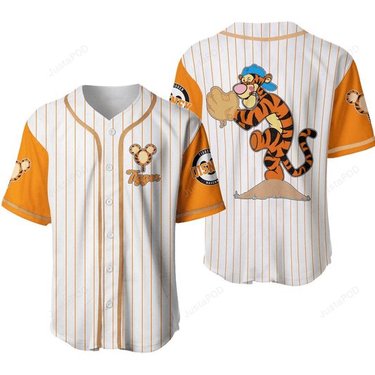 Winnie the Pooh Jersey Pitcher Tigger Orange White Winnie the Pooh Jersey Shirt