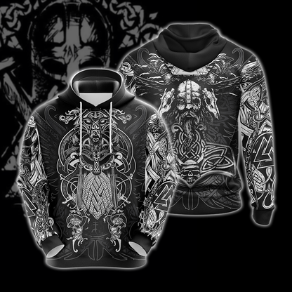 Viking Pattern Unisex 3D T-shirt Zip Hoodie Pullover Hoodie