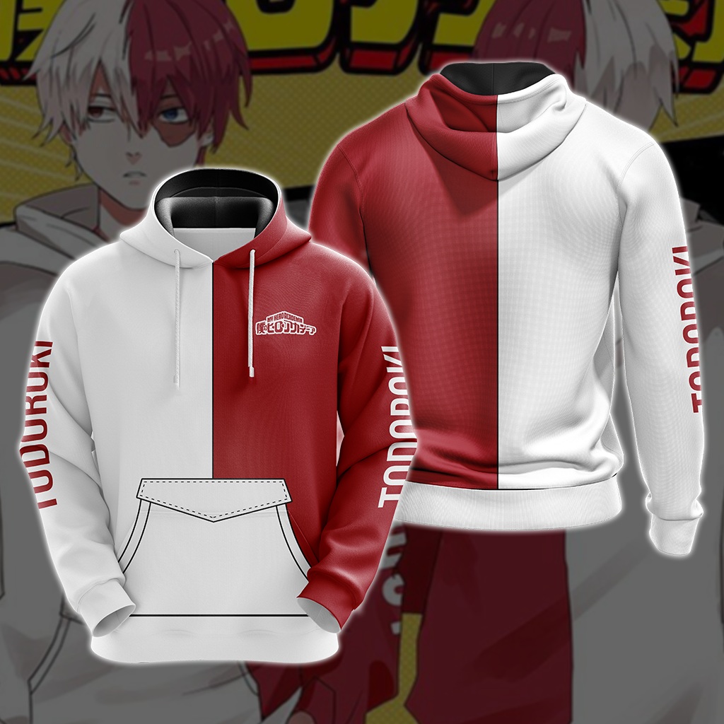 My hero Academia Shouto 3D T-shirt Zip Hoodie Pullover Hoodie