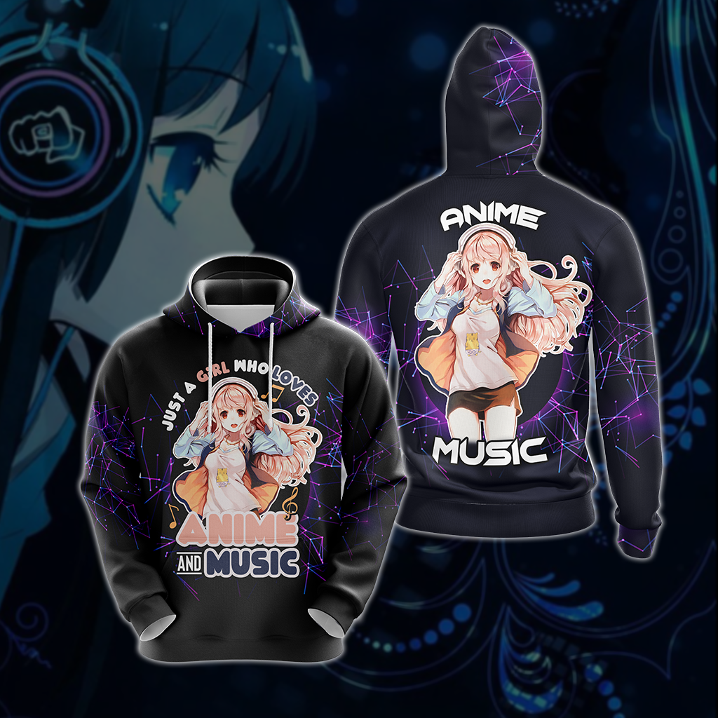 Just a girl who loves anime and music T-shirt Zip Hoodie Pullover Hoodie