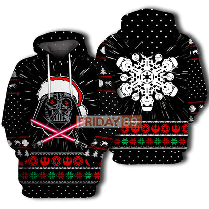  SW T-shirt SW Santa D.Vader And Stormtrooper Christmas Snowflake T-shirt Cool SW Hoodie Sweater Tank 
