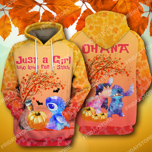  LAS T-shirt Just A Girl Who Loves Fall And Stitch T-shirt Cute High Quality DN Stitch Hoodie Sweater Tank