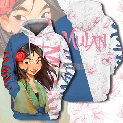 Mulan T-shirt ML FLOWERS Blue White T-shirt Awesome High Quality DN Hoodie Sweater Tank