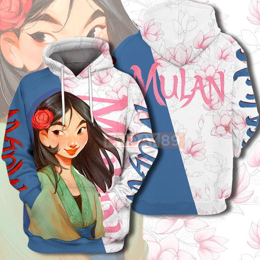 Mulan T-shirt ML FLOWERS Blue White T-shirt Awesome High Quality DN Hoodie Sweater Tank