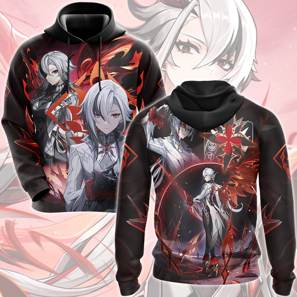 Genshin Impact Arlecchino Video Game All Over Printed T-shirt Tank Top Zip Hoodie Pullover Hoodie Hawaiian Shirt Beach Shorts Joggers