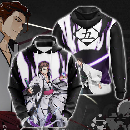 Bleach Aizen Sōsuke Unisex 3D T-shirt Zip Hoodie Pullover Hoodie