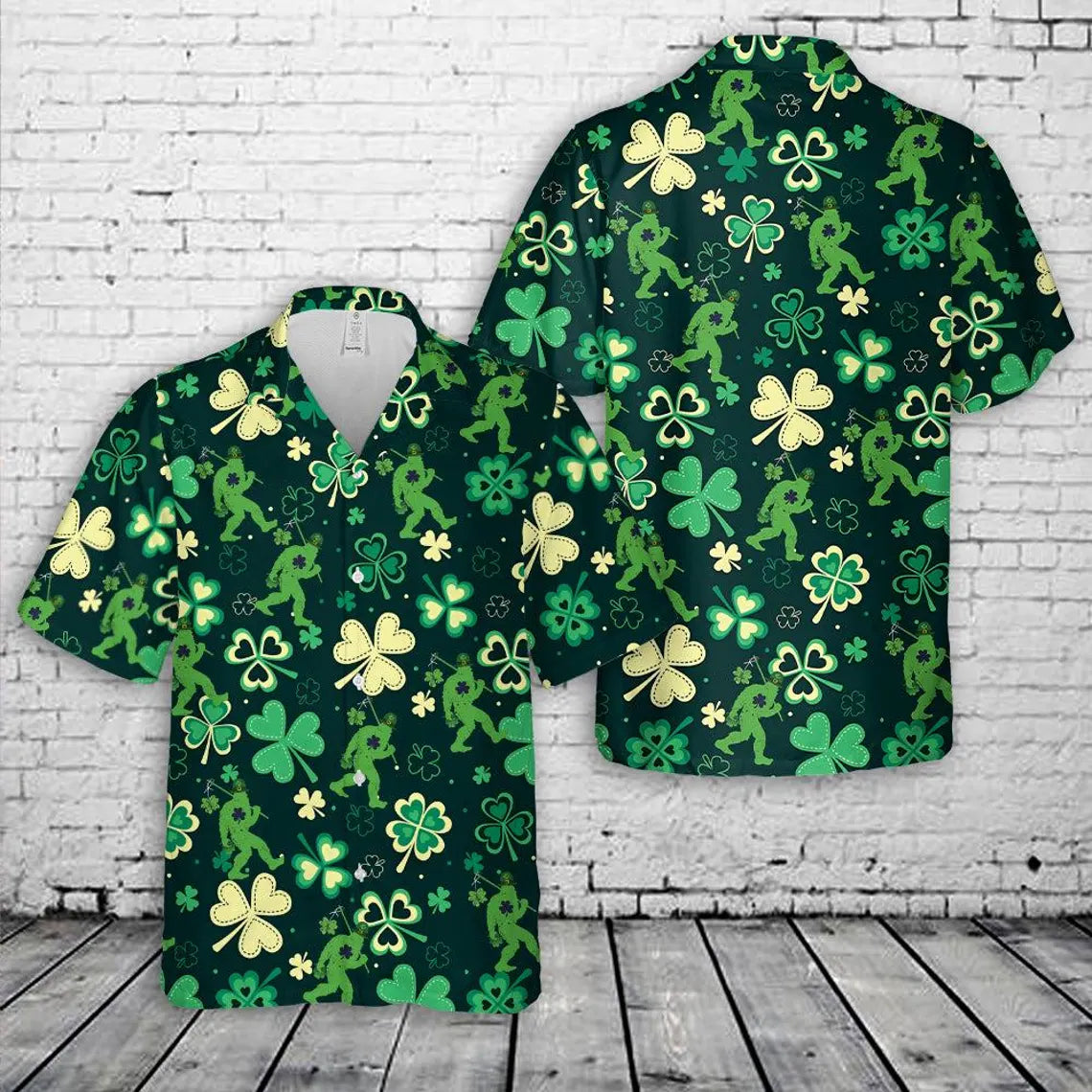 St Patrick’s Day Bigfoot Hawaiian Shirt