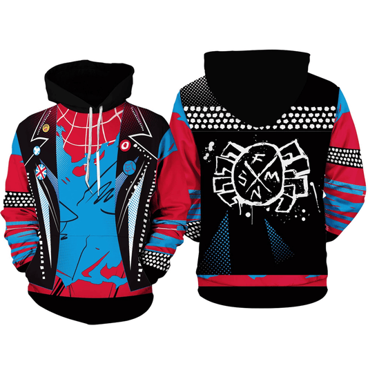 Spiderman Hoodie Marvel Spider Punk Suit Costume T-Shirt Black Red Unisex - Trendy Gift For Men & Women