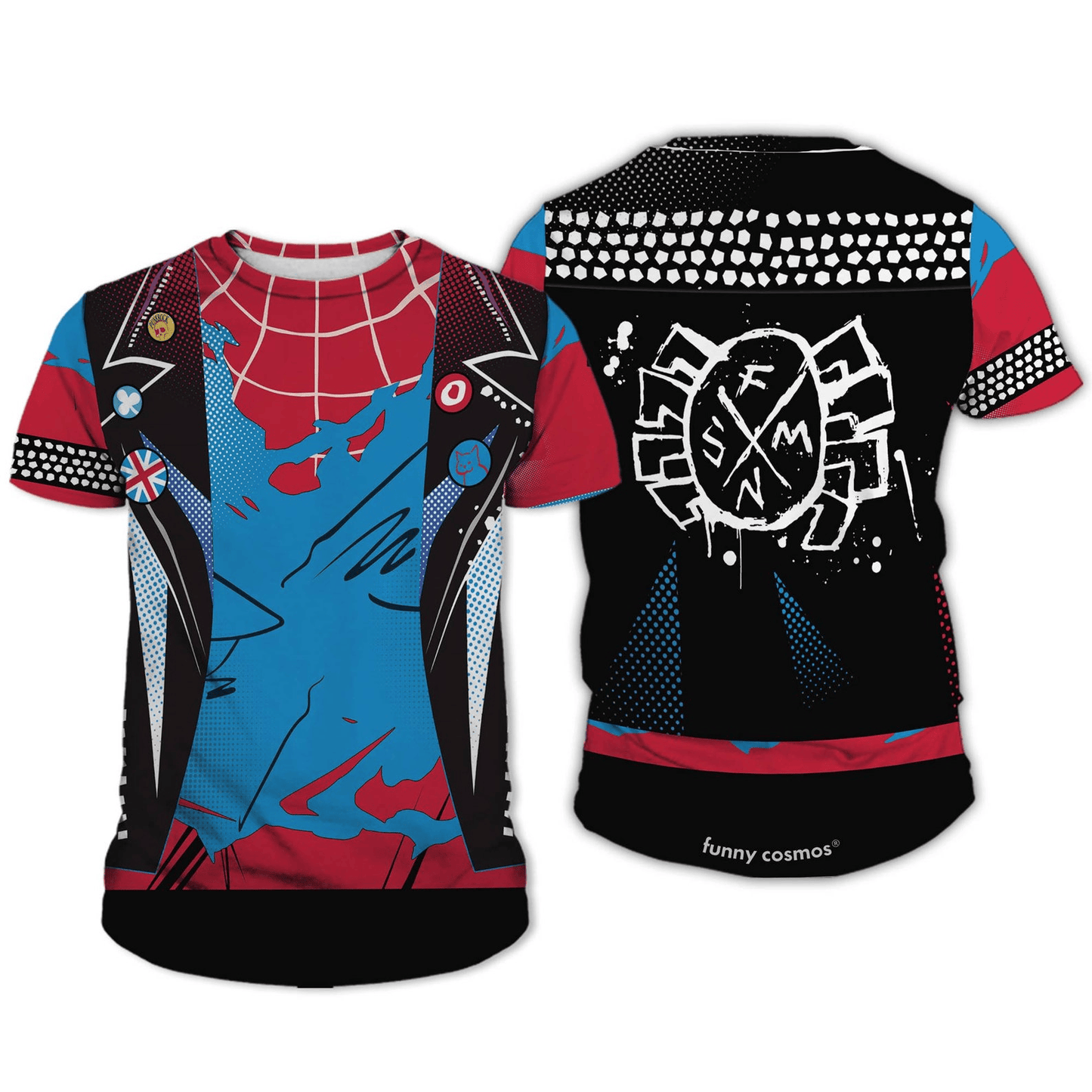 Spiderman Hoodie Marvel Spider Punk Suit Costume T-Shirt Black Red Unisex - Trendy Gift For Men & Women