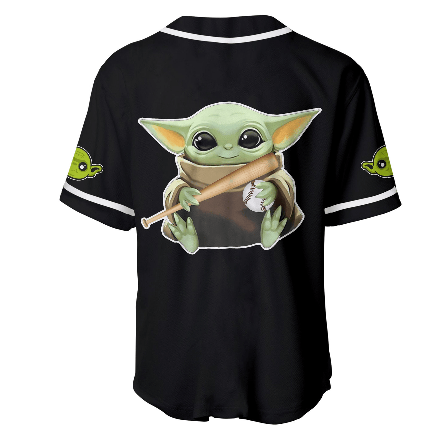 Star Wars Jersey Star Wars Baby Yoda Playing Sport Hitter Green Black Jersey Shirt Baseball Baby Yoda Baseball