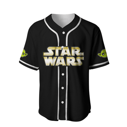 Star Wars Jersey Star Wars Baby Yoda Playing Sport Hitter Green Black Jersey Shirt Baseball Baby Yoda Baseball