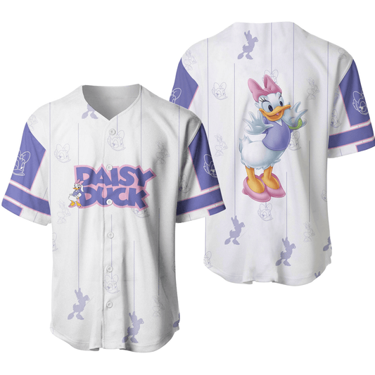 Disney Jersey Disney Cute Daisy Duck Character Graphic White Purple Jersey Shirt Baseball Daisy Duck Baseball
