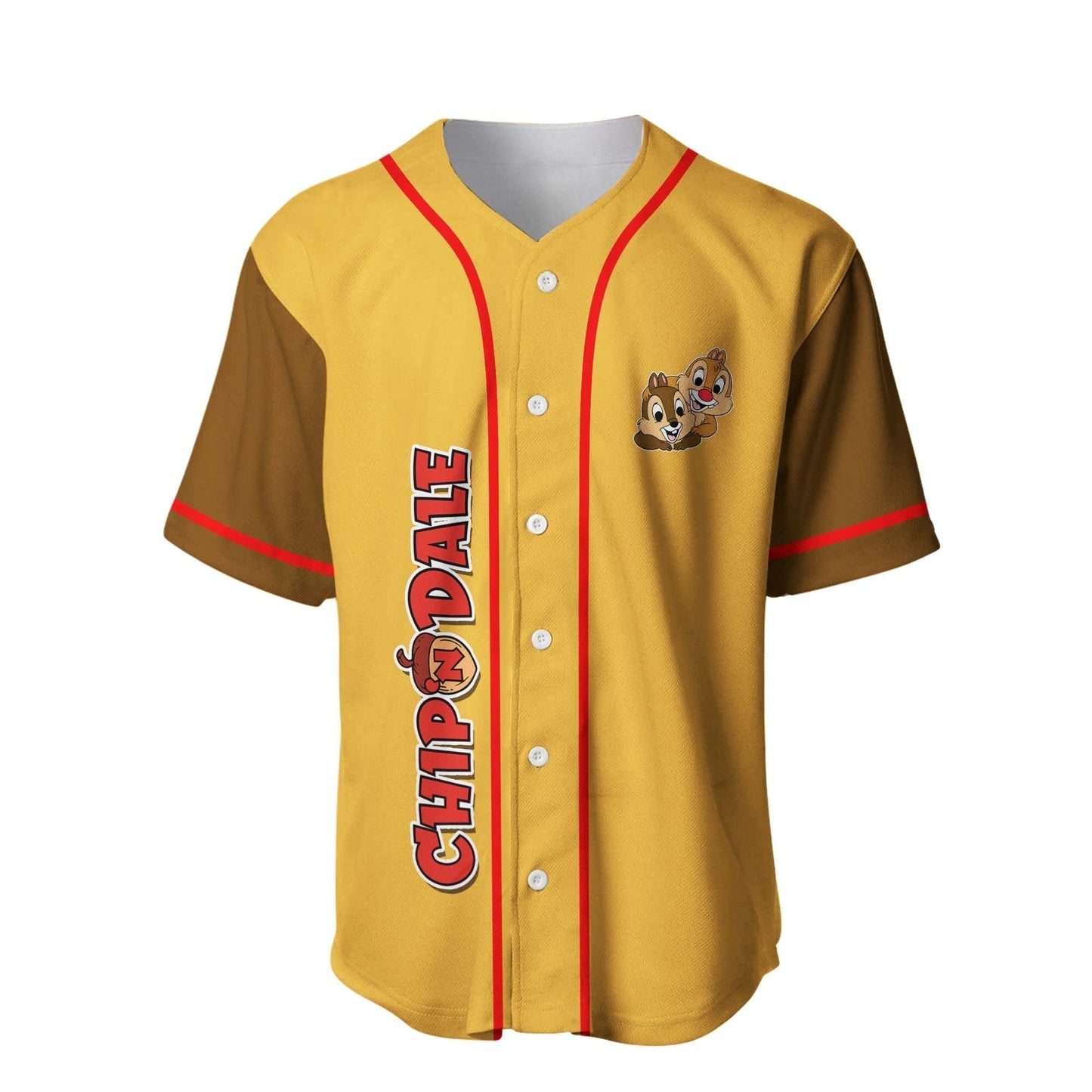 Disney Jersey Disney Chip N Dale Playing Sport Graphic Yellow Brown Jersey Shirt Baseball Chip N Dale Baseball