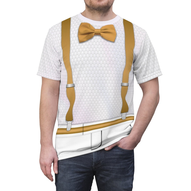 Allan Dance Night White Golden Suspenders Disco Party T-Shirt