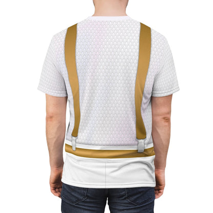 Allan Dance Night White Golden Suspenders Disco Party T-Shirt