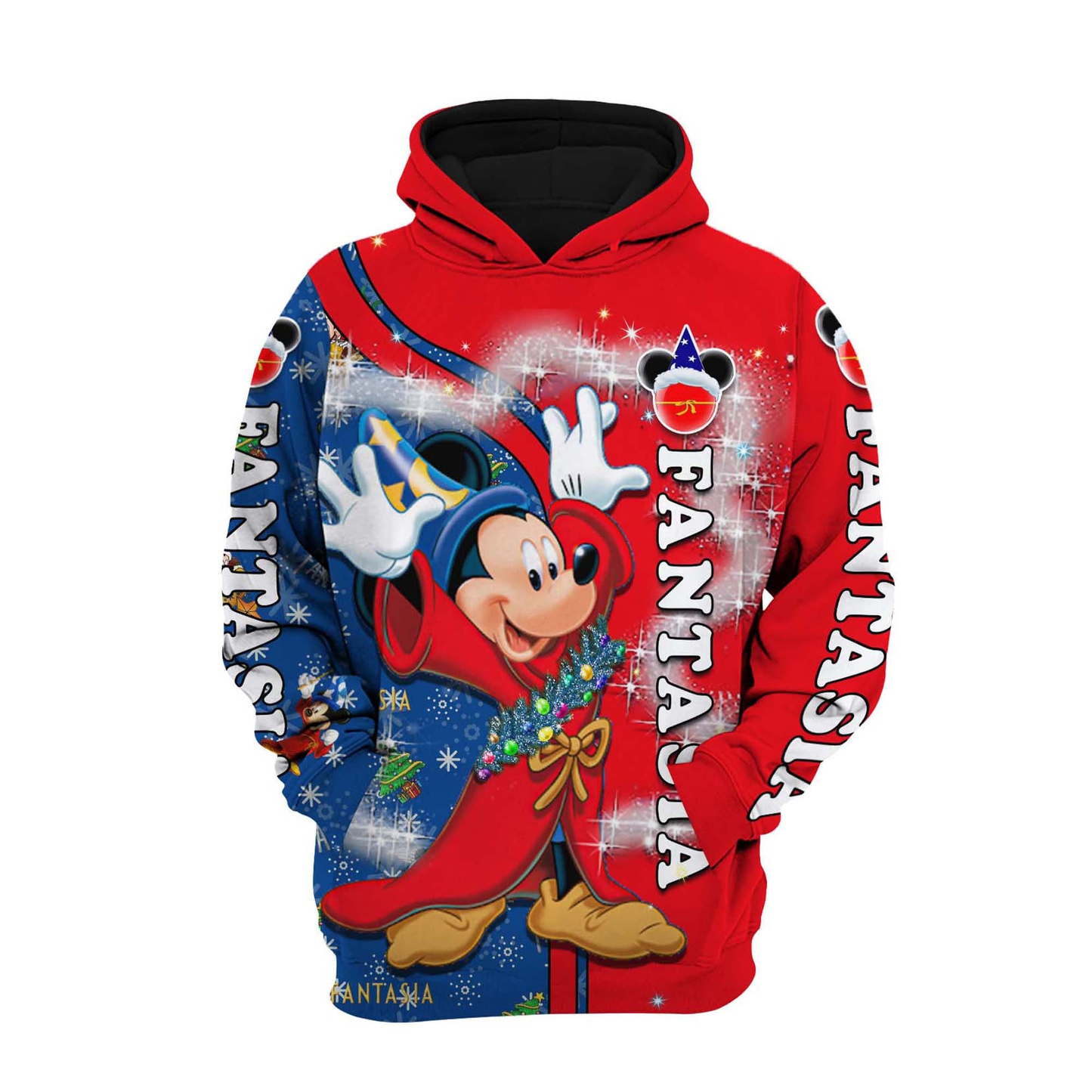 Disney MK Hoodie MK Sorcerer Fantasia Christmas Hoodie Blue Red Unisex
