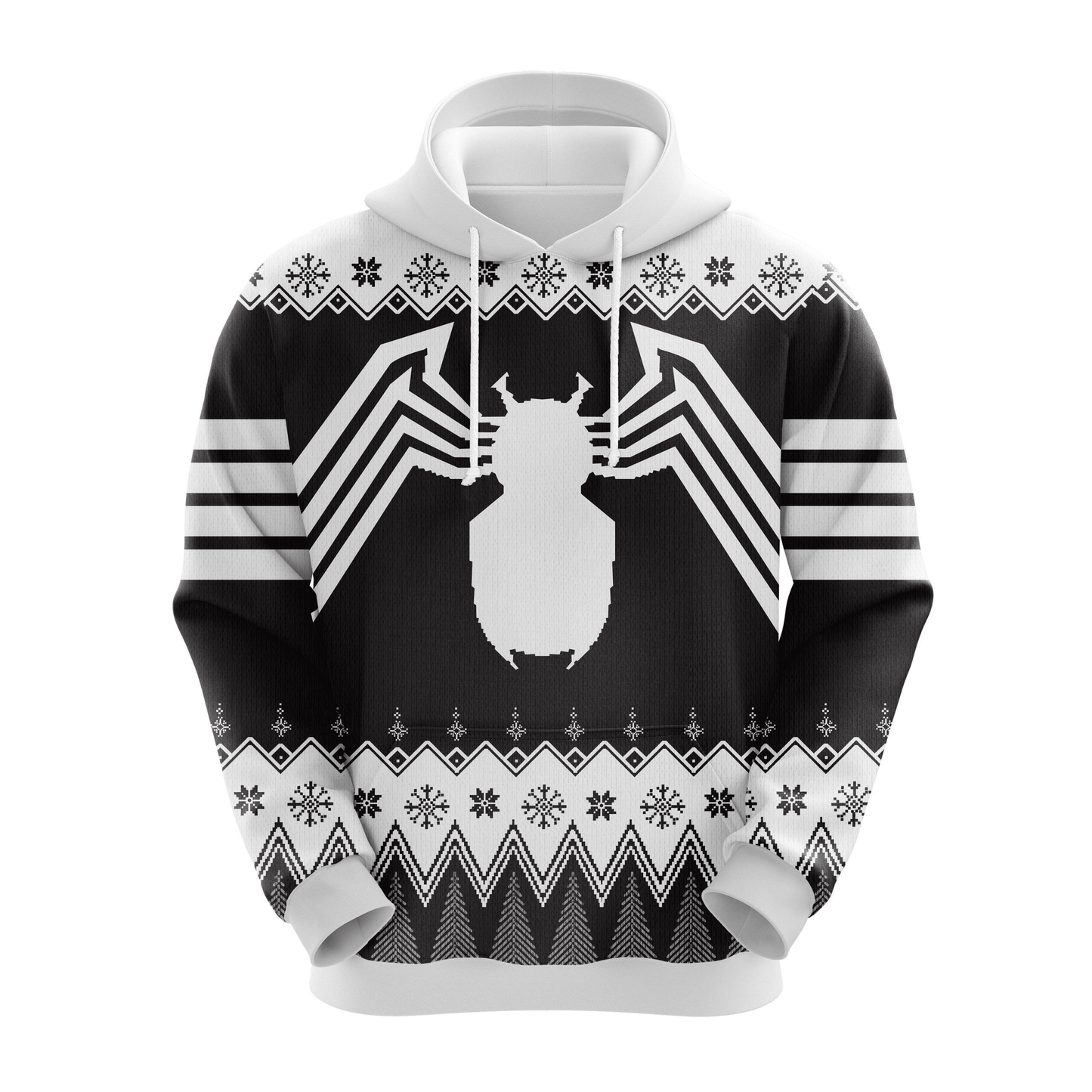 Spiderman Hoodie Marvel Gwen Stac Spider Symbol Christmas Pattern Hoodie Black White Unisex - Cozy Hoodie For Cold Weather