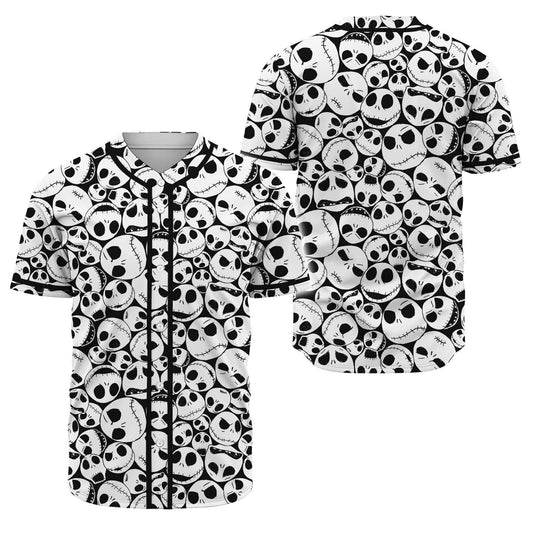 Tnbc Jersey Jack Skellington Emotion Faces Pattern White Jersey Shirt Tnbc Baseball