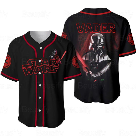 Star Wars Jersey Star Wars Darth Vader Character Full Armor Graphic Red Black Jersey Shirt Baseball