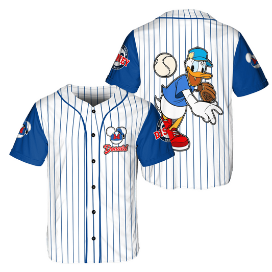 Disney Donald Duck Jersey Disney Character Donald Duck the Catcher Baseball Player Jersey Shirt Baseball