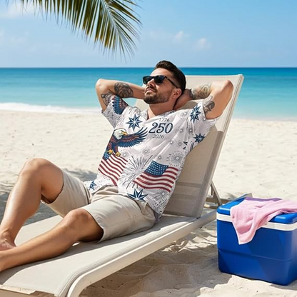 America's 250th Anniversary Hawaiian Shirt, Patriotic 1776-2026 Independence Day Tee for Men