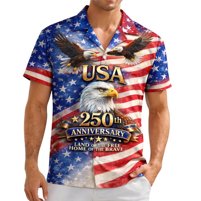 Majestic Eagle USA Flag Hawaiian Shirt - 250th Anniversary America 1776-2026 Men's Top