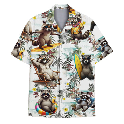 Funny Raccoon Hawaii Shirt, Surfing Raccoon Aloha Shirt