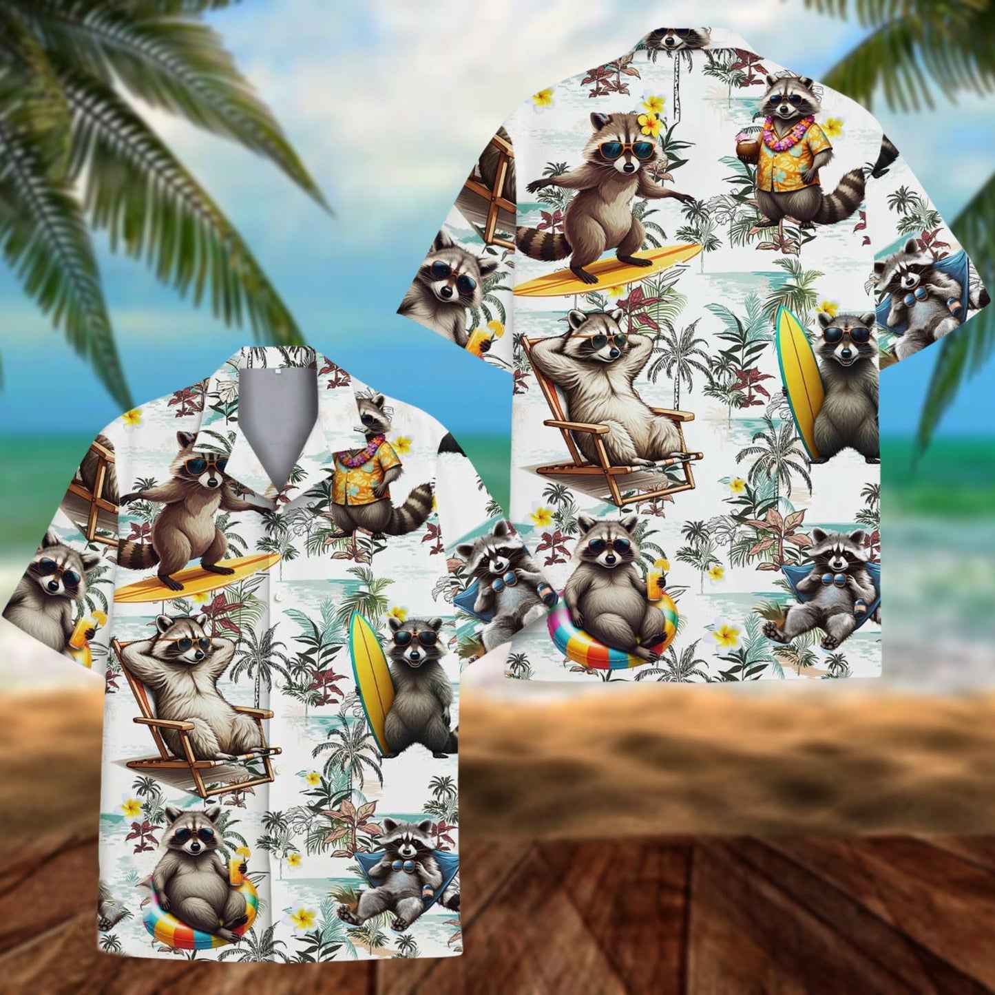 Funny Raccoon Hawaii Shirt, Surfing Raccoon Aloha Shirt
