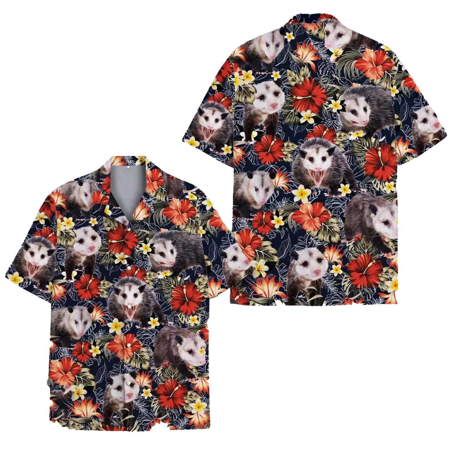 Funny Opossum Hawaiian Shirt, Cute Possum Tropical Aloha Shirt
