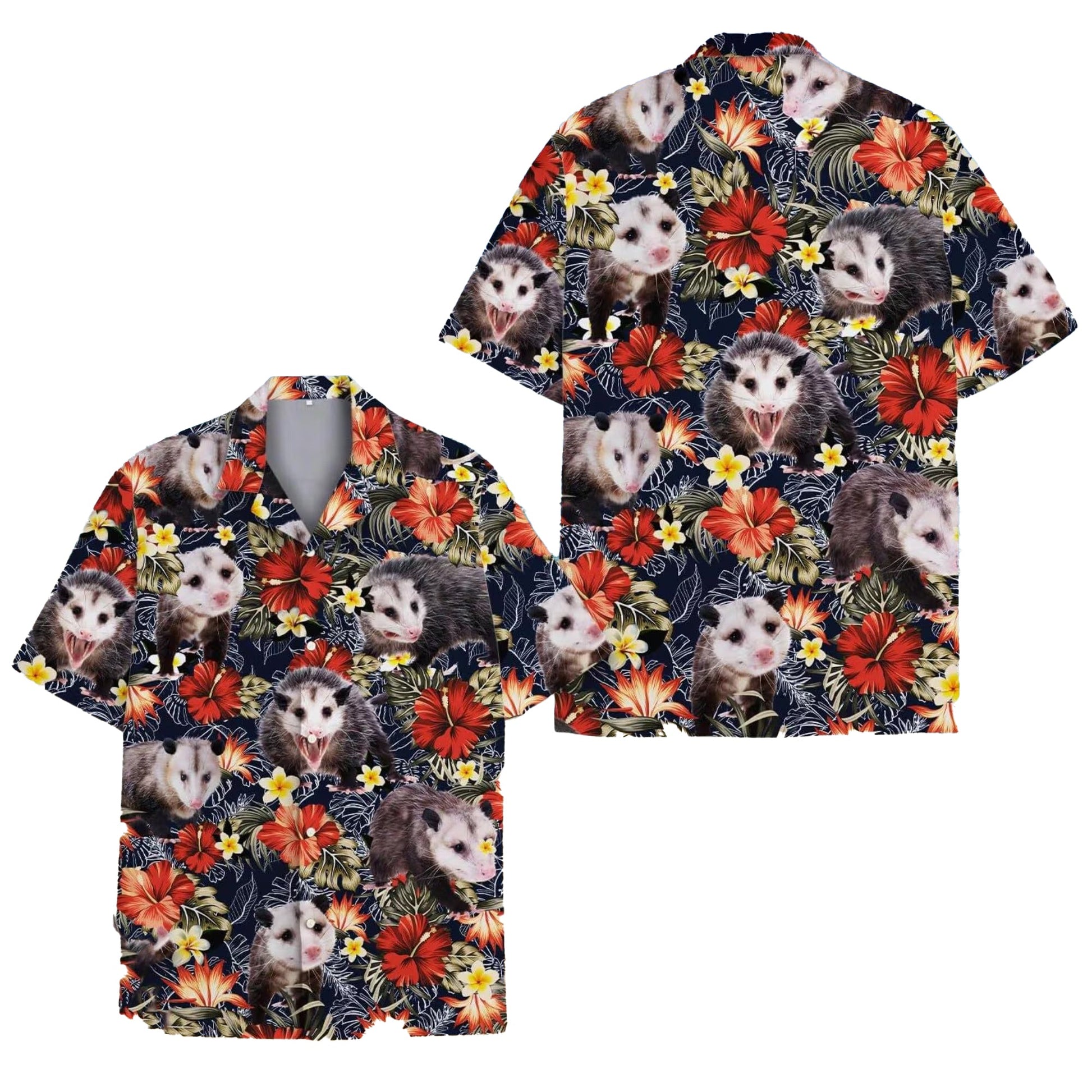 Funny Opossum Hawaiian Shirt, Cute Possum Tropical Aloha Shirt