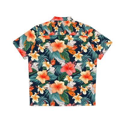 Opossum Floral Hawaiian Shirt, Tropical Hibiscus Animal Aloha Shirt