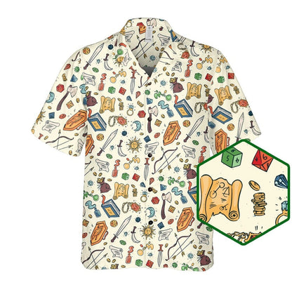 RPG Hawaiian Shirt, Dice Magic Adventure Aloha Shirt for Gamers