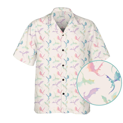 Pastel Dragon Hawaiian Shirt, Cute Fantasy Aloha Shirt for Summer