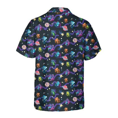 Space Dice Hawaiian Shirt, Fantasy RPG Galaxy Gamer Aloha Shirt