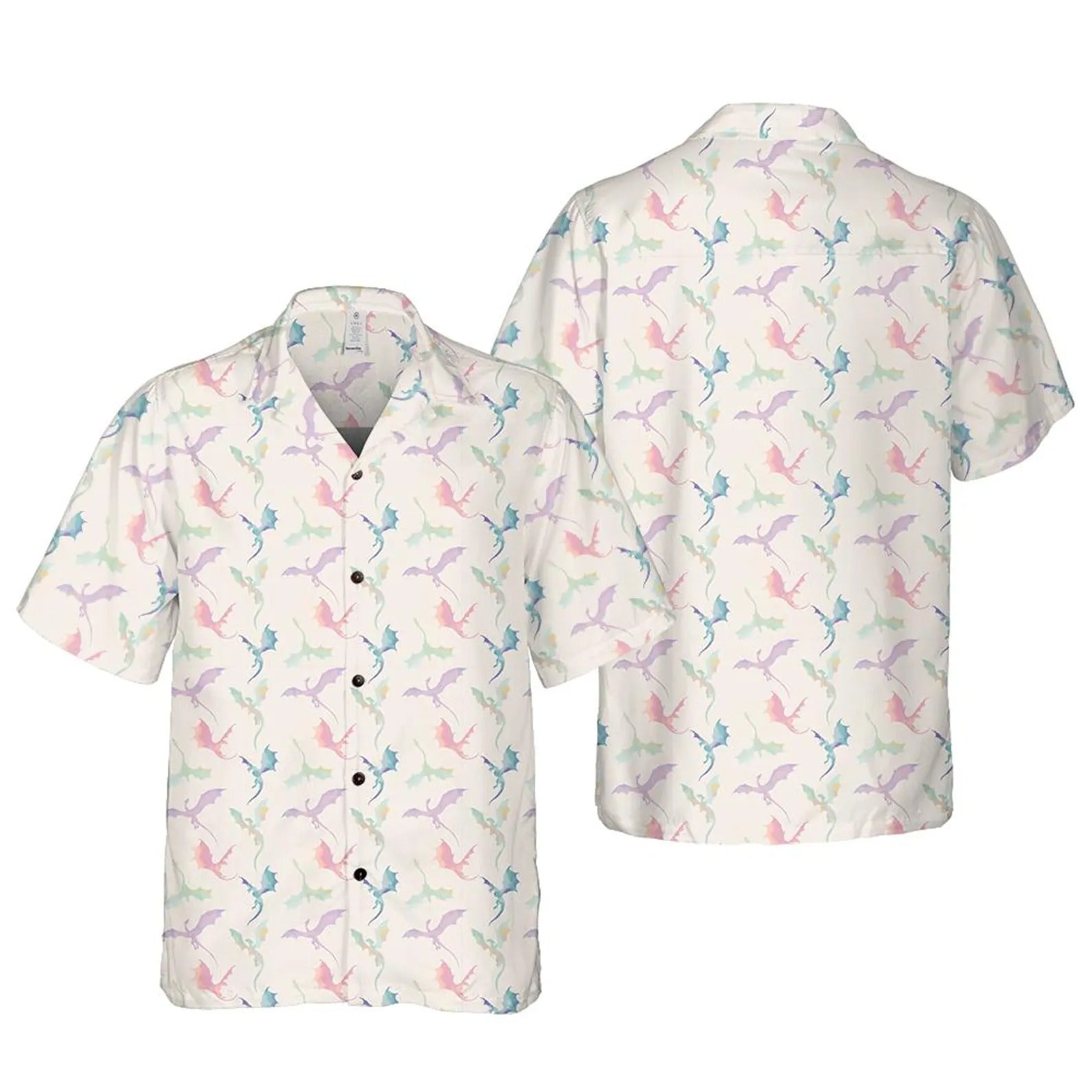 Pastel Dragon Hawaiian Shirt, Cute Fantasy Aloha Shirt for Summer