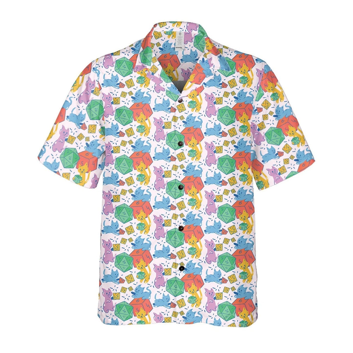 Cat Dice Pattern Hawaiian Shirt, Tabletop RPG Gamer Gift, Cute Aloha Shirt