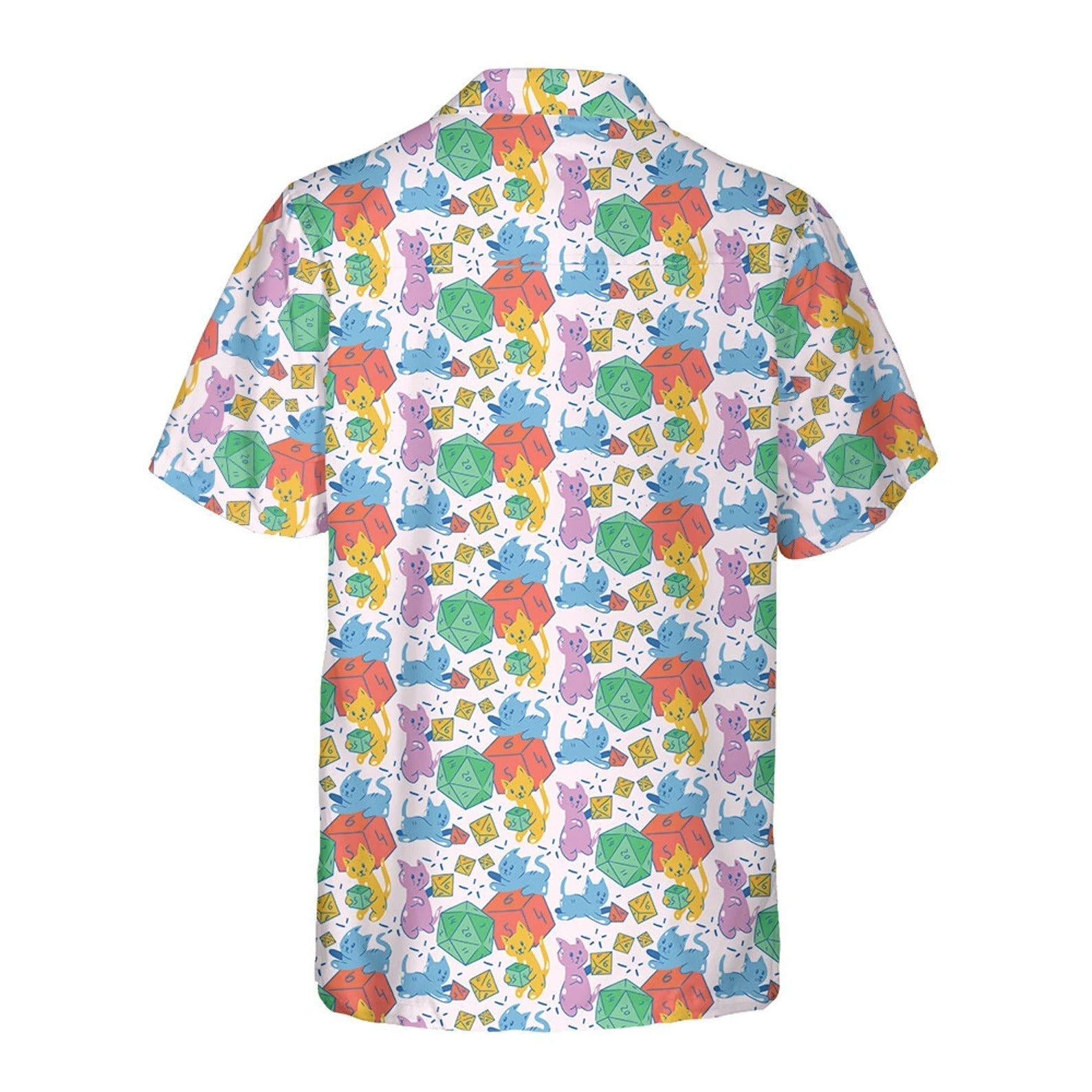 Cat Dice Pattern Hawaiian Shirt, Tabletop RPG Gamer Gift, Cute Aloha Shirt