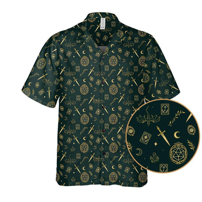 Dark Fantasy Hawaiian Shirt, Mystic Occult Aloha Shirt, Witchy Style Shirt