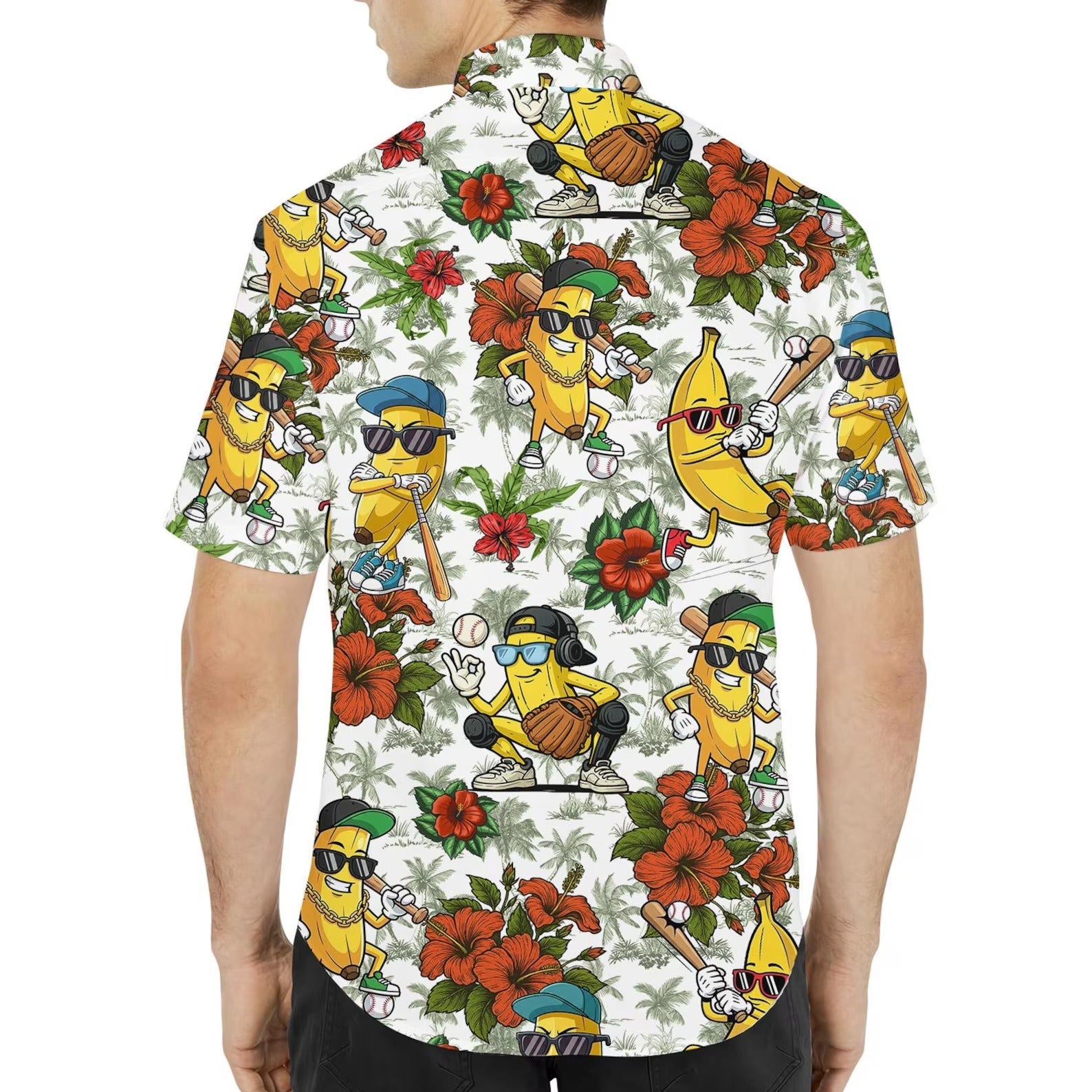 Banana Baseball Hawaiian Shirt, Funny Sport Aloha Shirt, Tropical Summer Party Shirt
