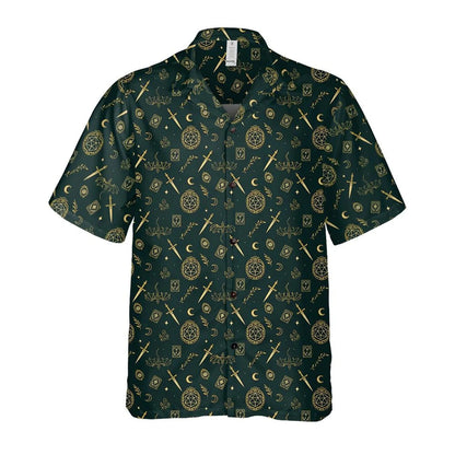 Dark Fantasy Hawaiian Shirt, Mystic Occult Aloha Shirt, Witchy Style Shirt