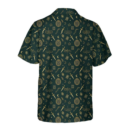 Dark Fantasy Hawaiian Shirt, Mystic Occult Aloha Shirt, Witchy Style Shirt