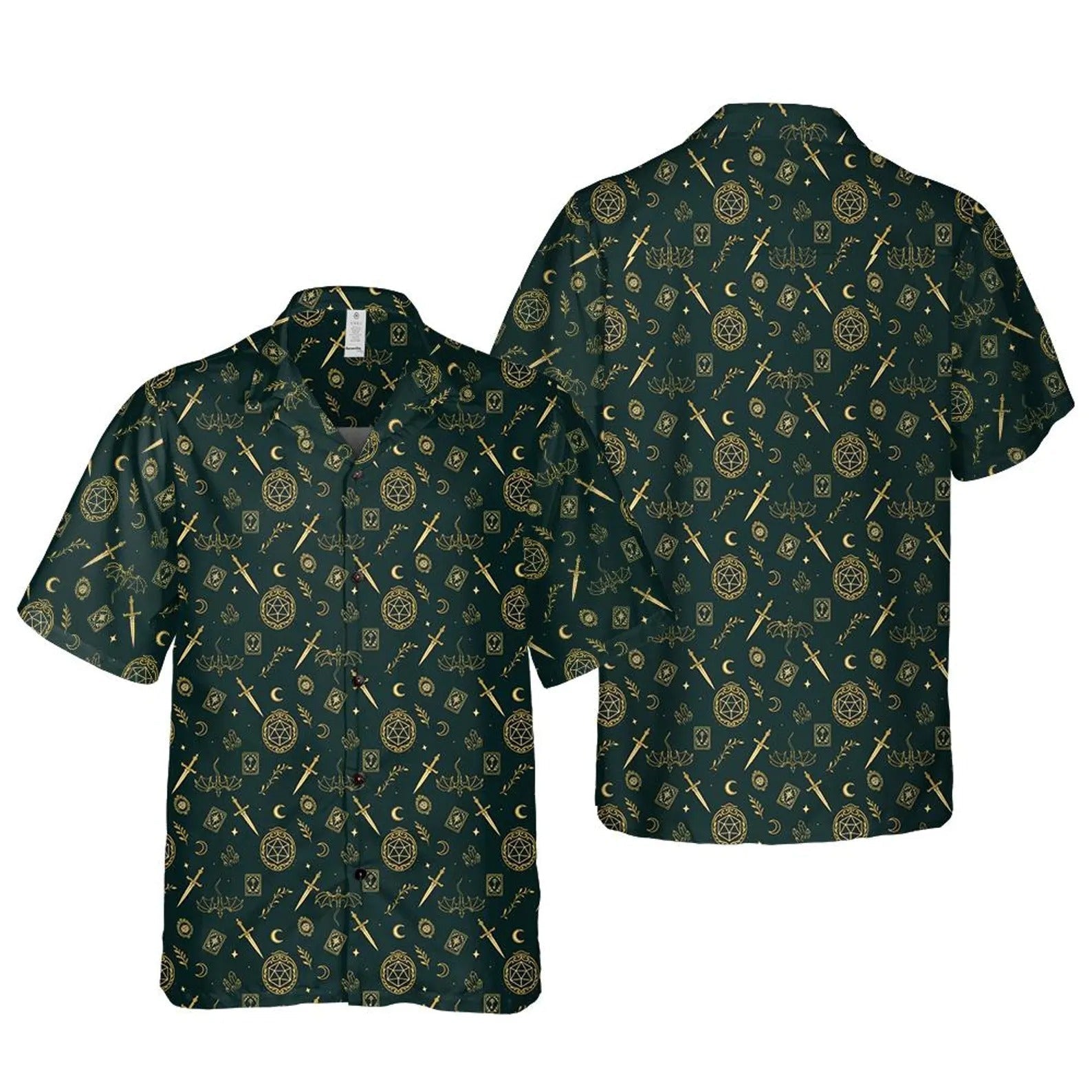 Dark Fantasy Hawaiian Shirt, Mystic Occult Aloha Shirt, Witchy Style Shirt