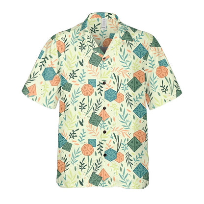 Light Dice Hawaiian Shirt, Casual Fantasy Gamer Aloha Shirt for Summer