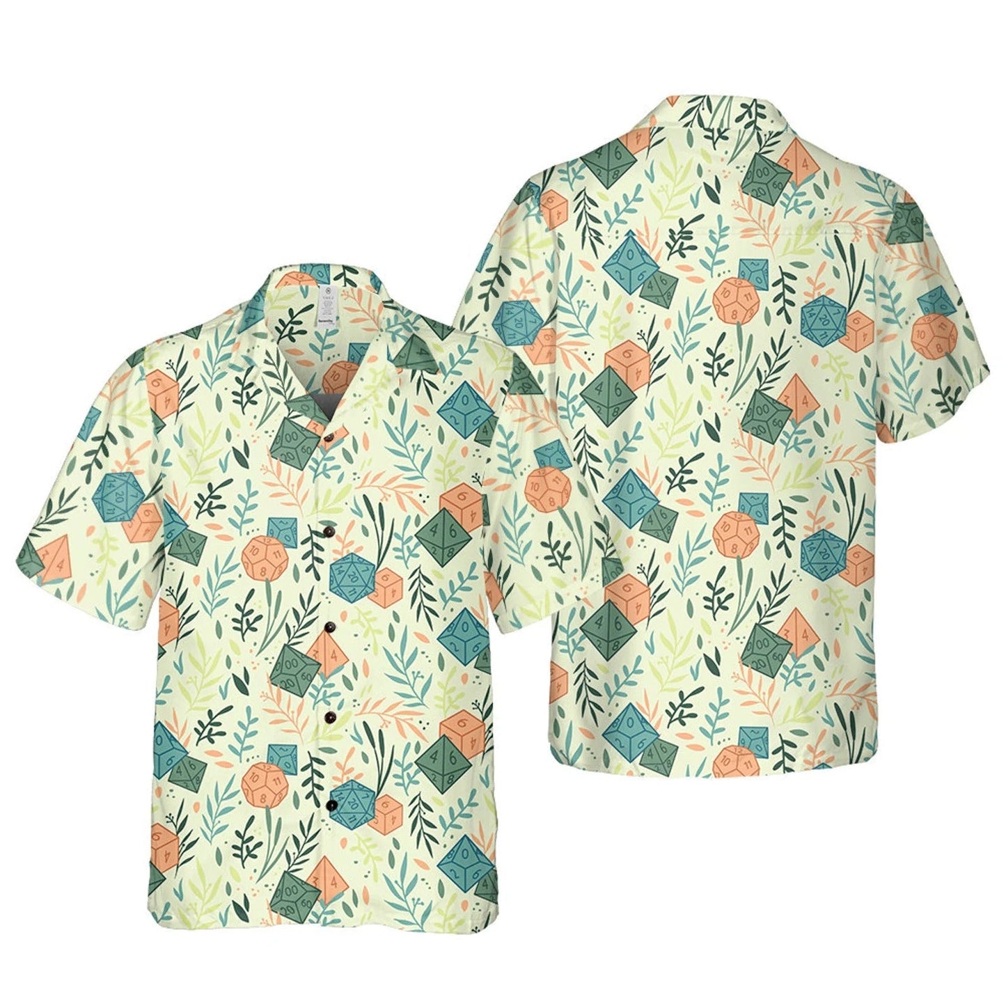 Light Dice Hawaiian Shirt, Casual Fantasy Gamer Aloha Shirt for Summer